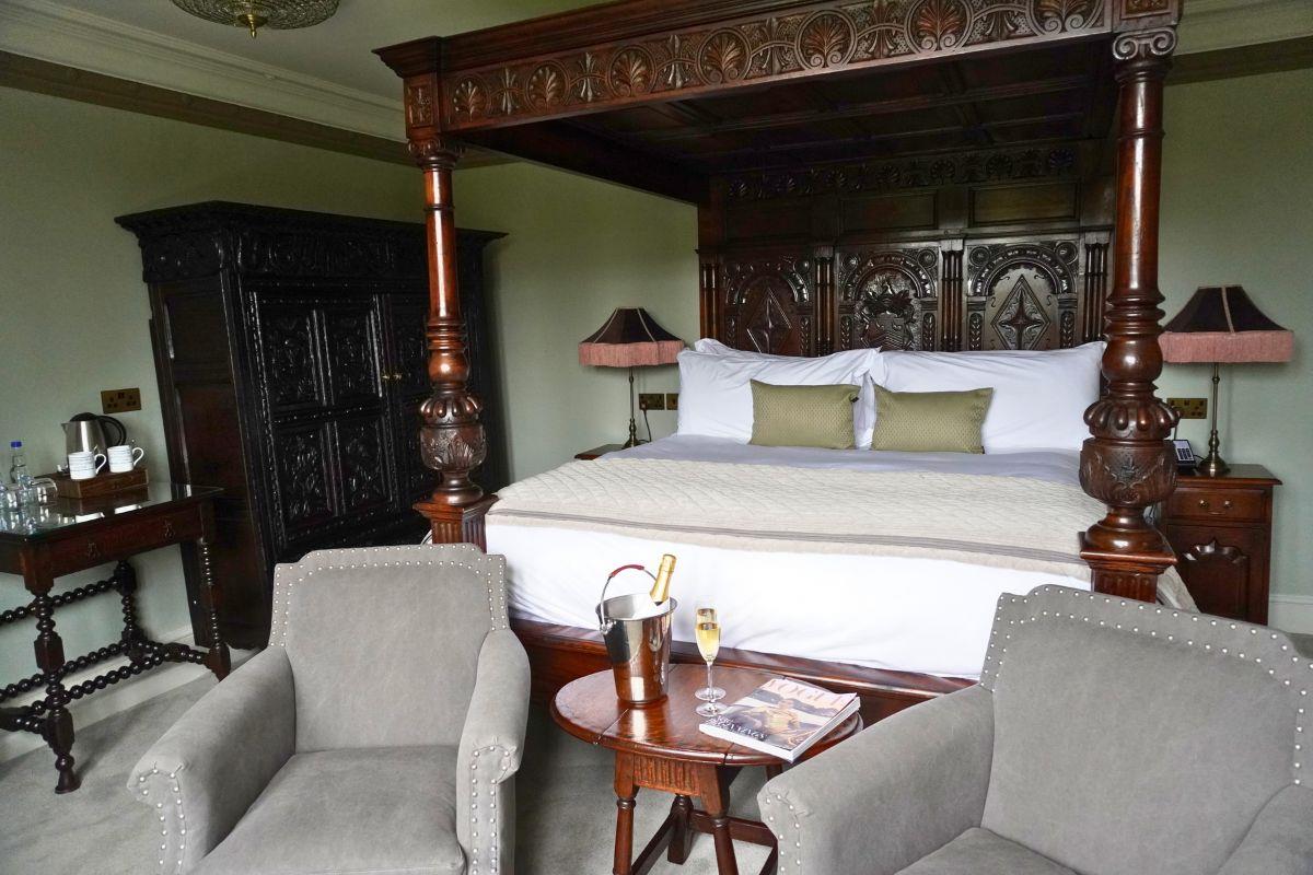 Elegant bedroom at Lewtrenchard Manor