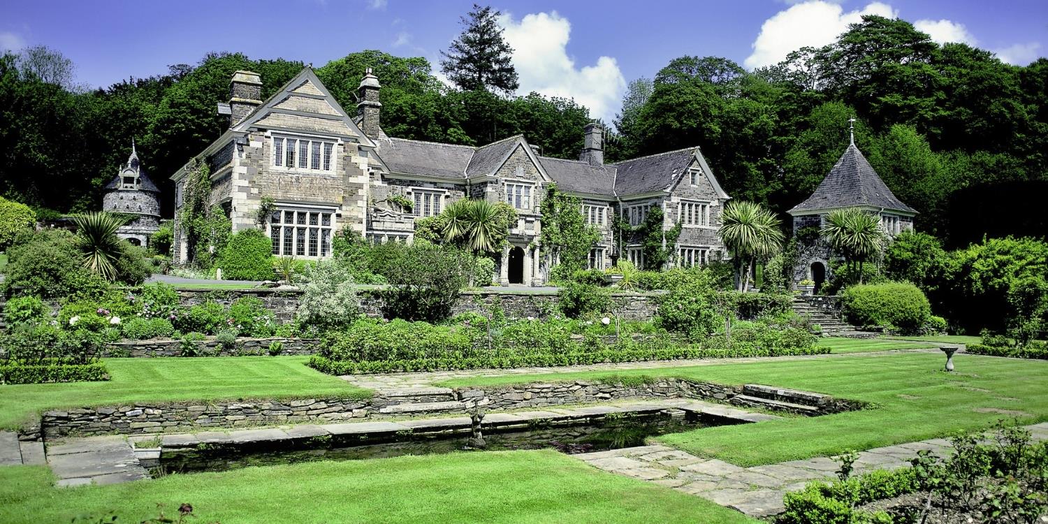 Lewtrenchard Manor exterior and gardens