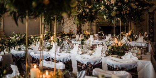 Opulent wedding breakfast set up