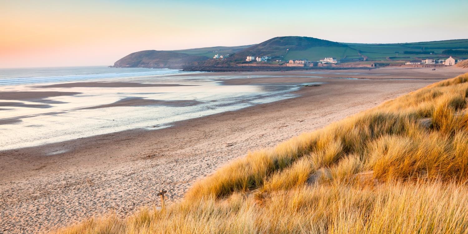 Devon beach at sunset