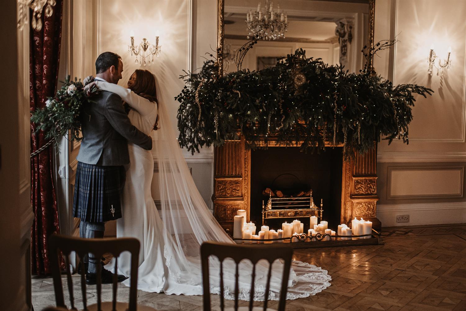 Just married moments at Auchen Castle. Photo credit: Willow & Wilde. 