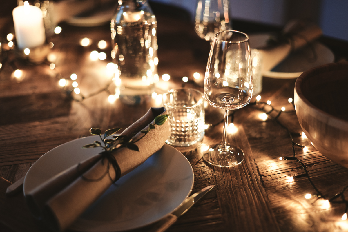 Place setting on dining room table 