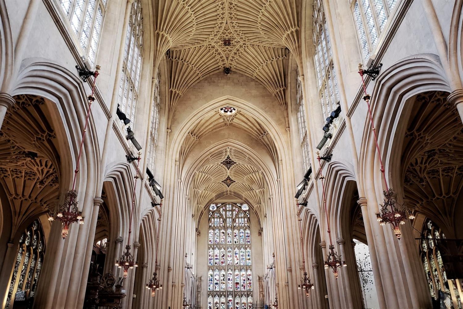 View of the ceiling of Bath Abbey