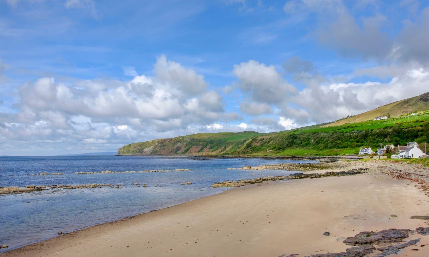 Sandy beach on Isle of Arran on summer's day