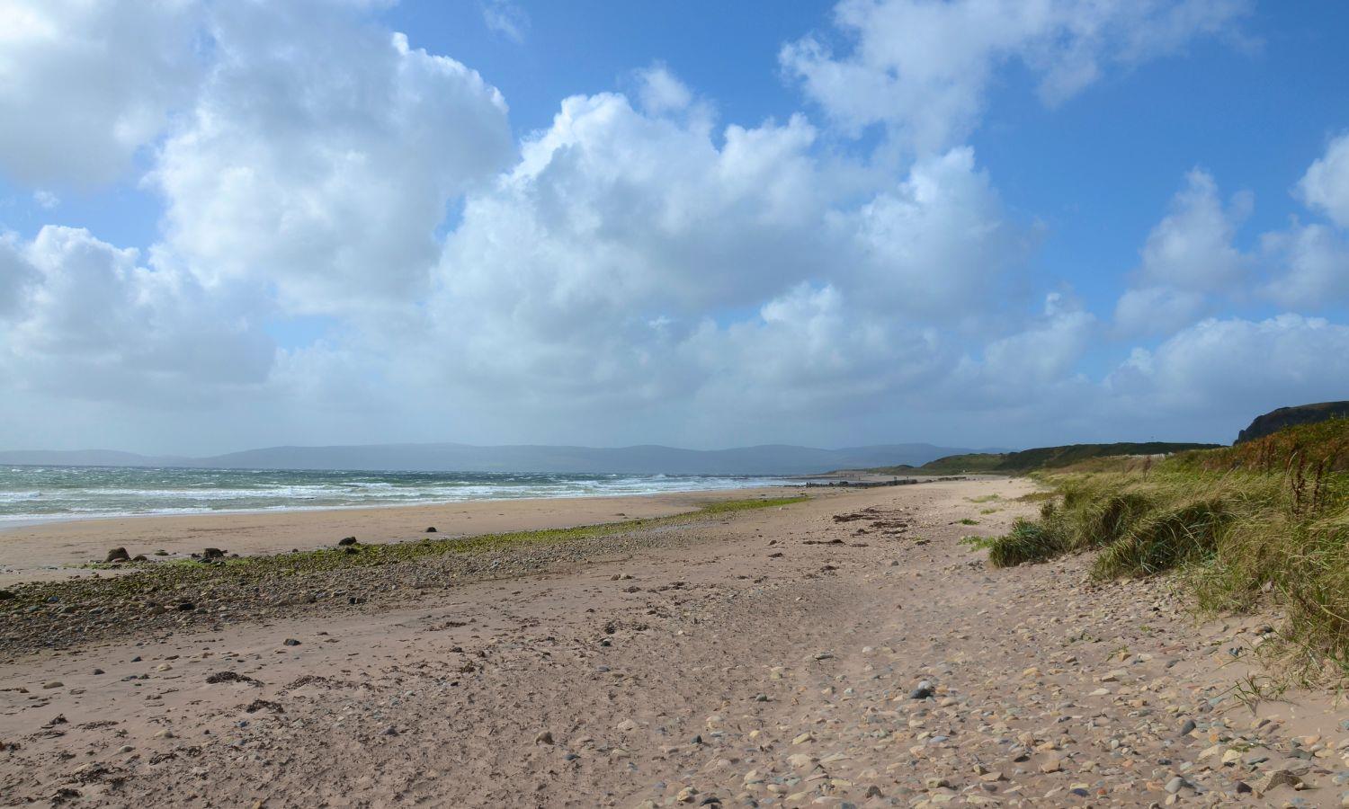 Sandy Blackwaterfoot Beach on Isle of Arran backed by sand dunes