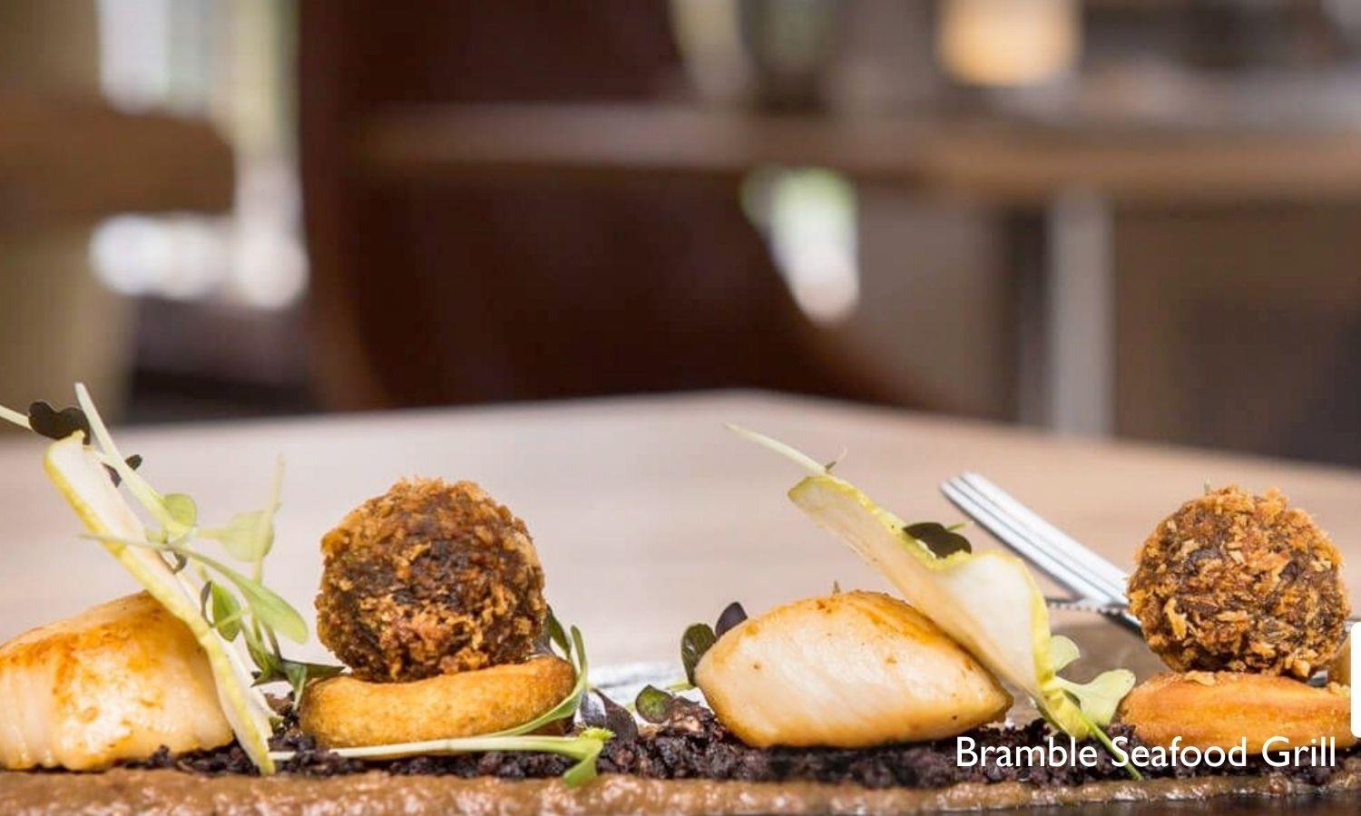 Fine dining seafood dish made with local Arran ingredients at Bramble Seafood Grill
