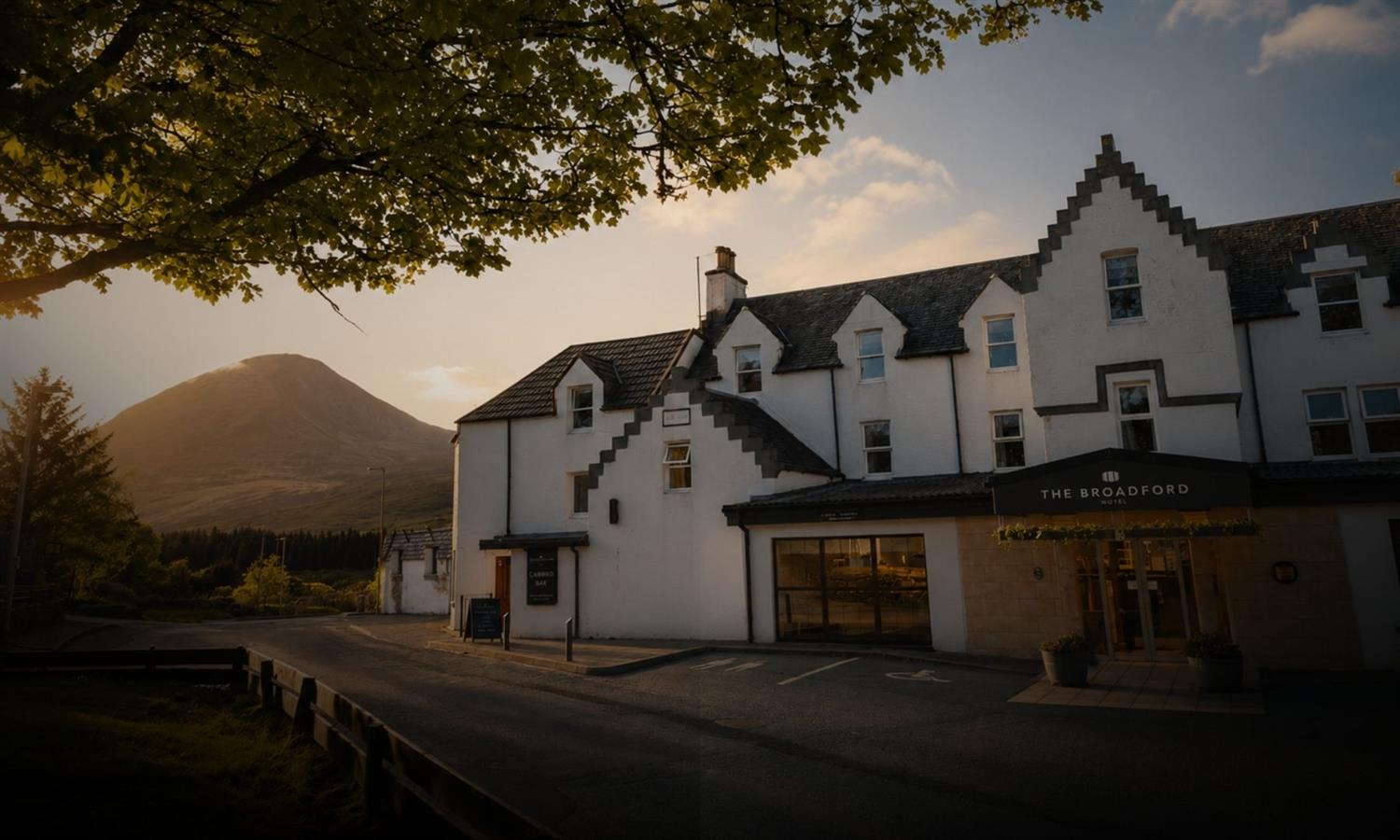 Exterior of Broadford Hotel - a boutique hotel on the Isle of Skye