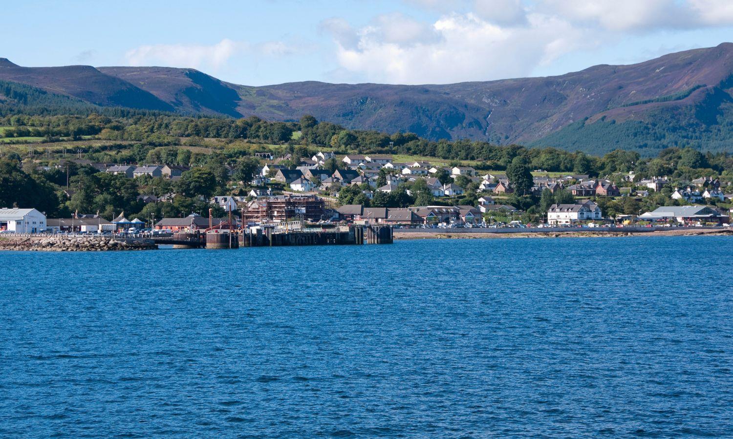 Brodick Bay on Isle of Arran, taken from he water