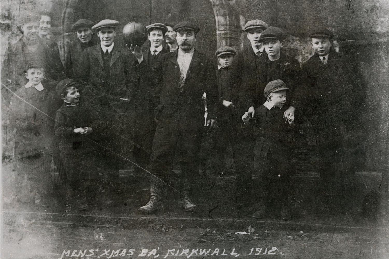 B&W photo of Kirkwall's football team, 1912 