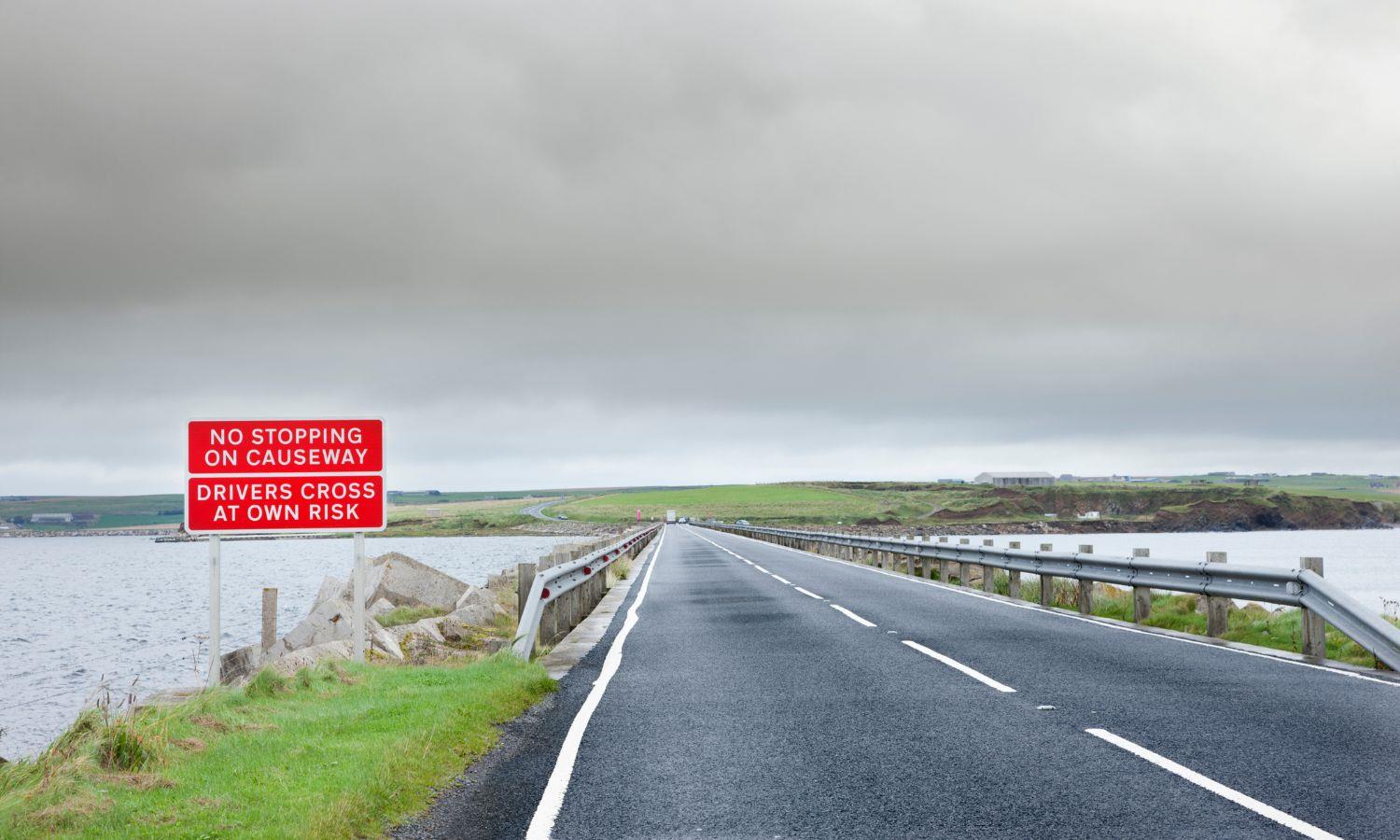Churchill Barrier road crossing in Orkney