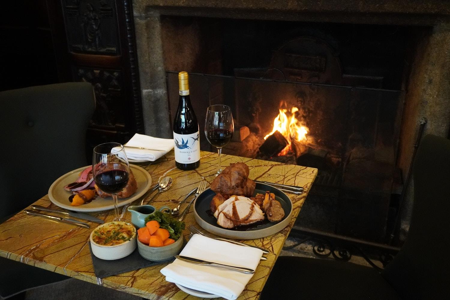 Roast dinner set up