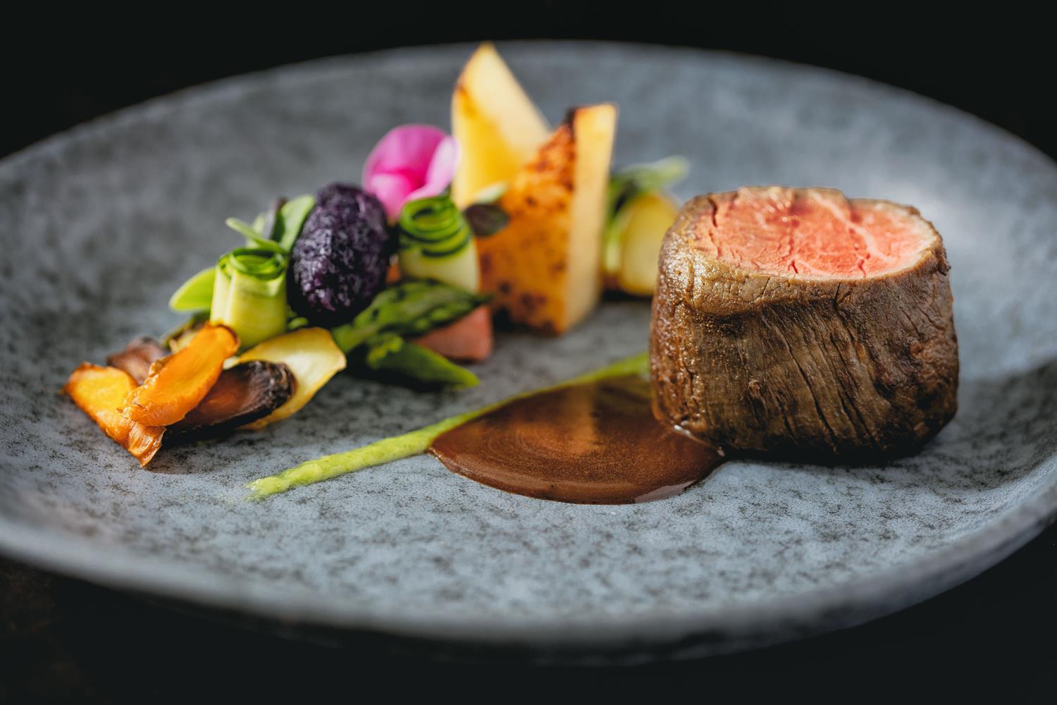 Roast beef meal on a plate at Widbrook Grange hotel restaurant