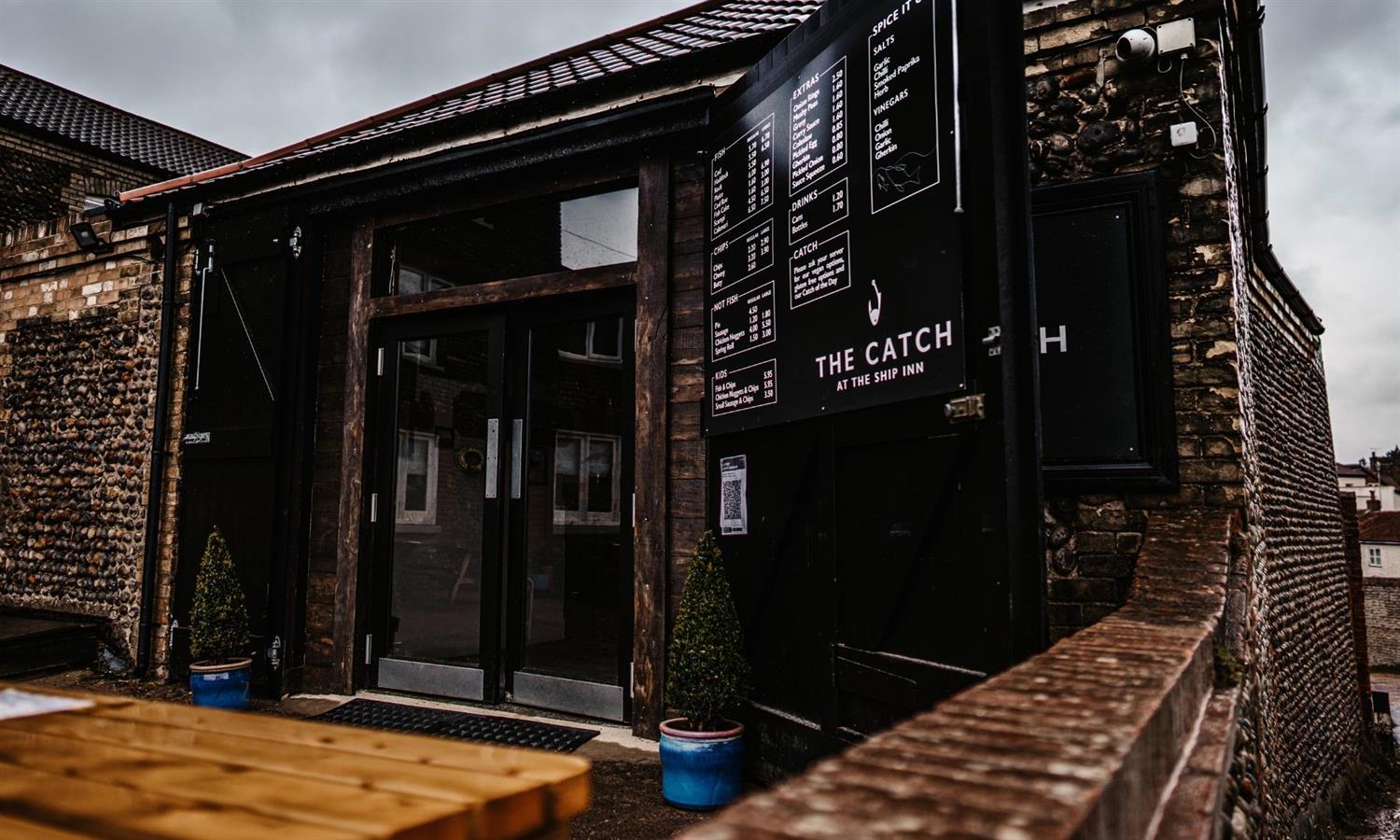 Exterior of The Catch take away restaurant in Mundesley