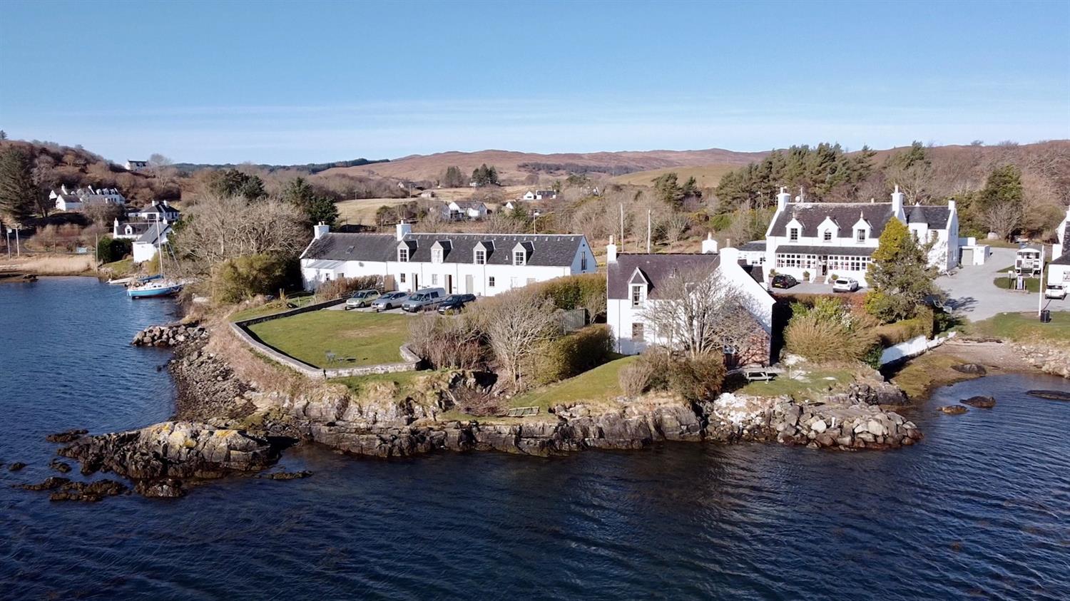 Loch view of Eilean Iarmain Hotel
