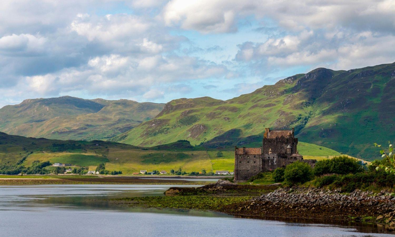 Eilean Donan Castle overlooking Loch Duich, a popular stop on the journey to the Isle of Skye