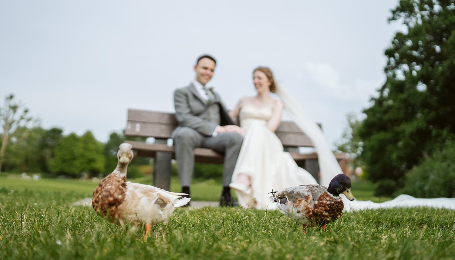 Couple with ducks. Photo Credit: Lee Dann Photography