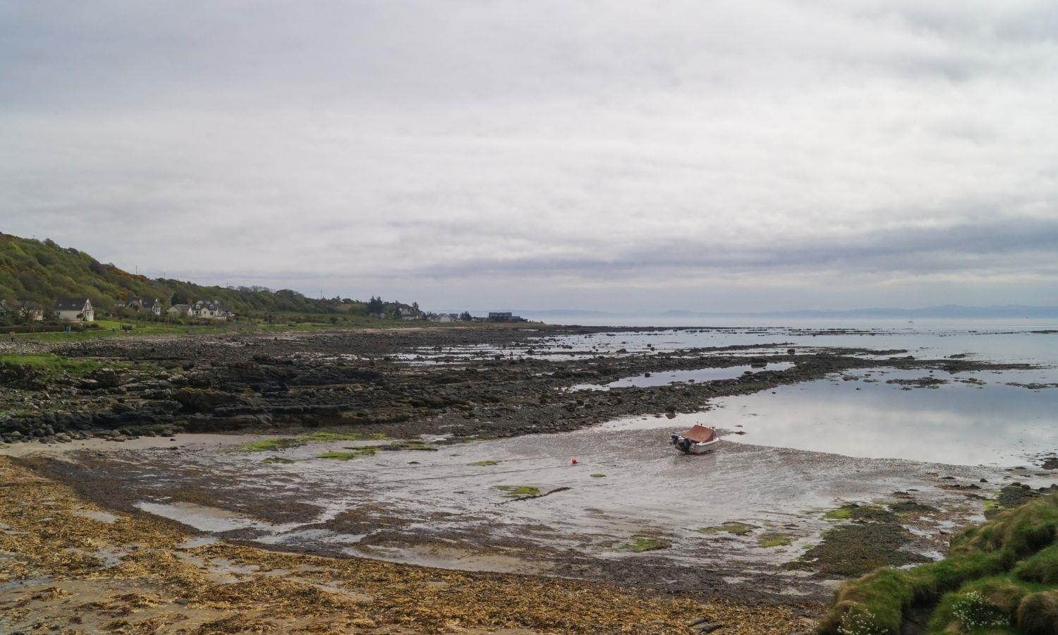 Kildonan Beach on Isle of Arran on a cloudy day