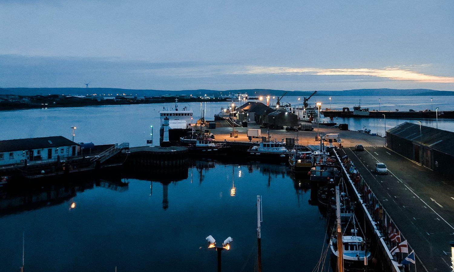 Kirkwall Harbour in the twilight