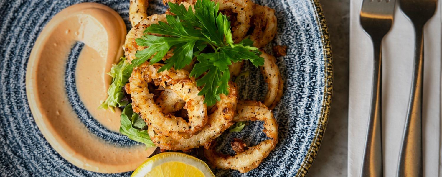 Beautifully cooked squid served in a fine dining style