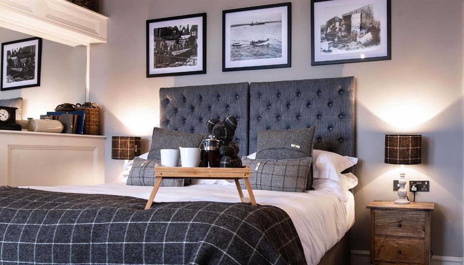 Bedroom at Kirkwall with breafast tray on bed