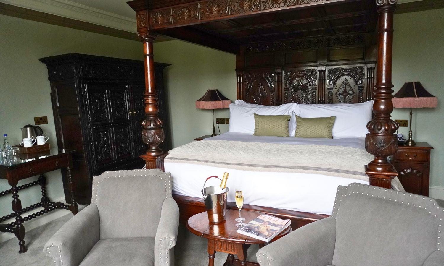 Elegant bedroom at Lewtrenchard Manor