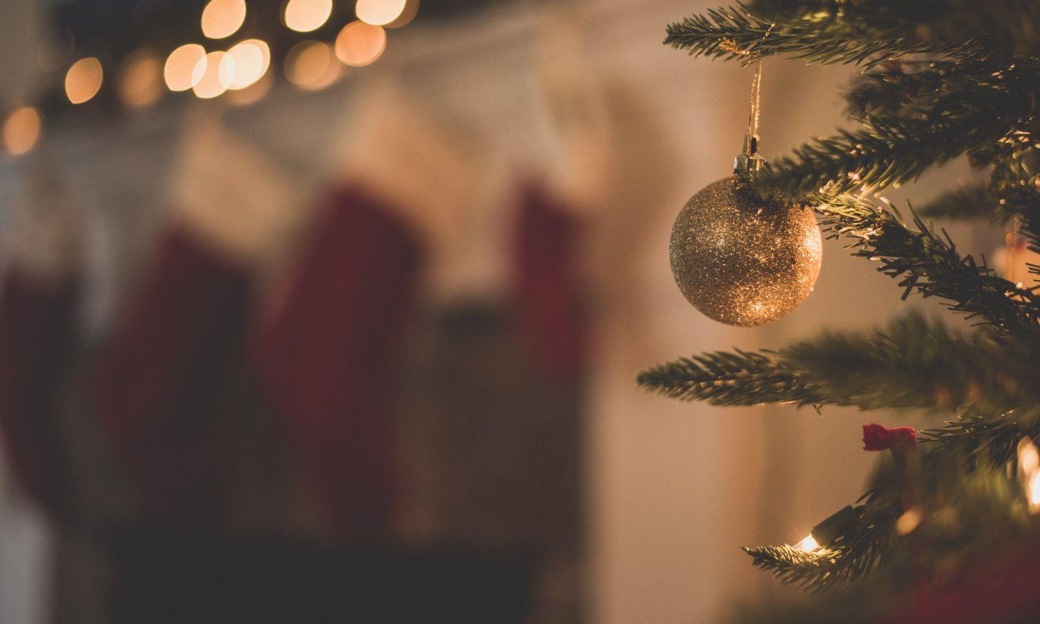 Bauble hanging off Christmas tree