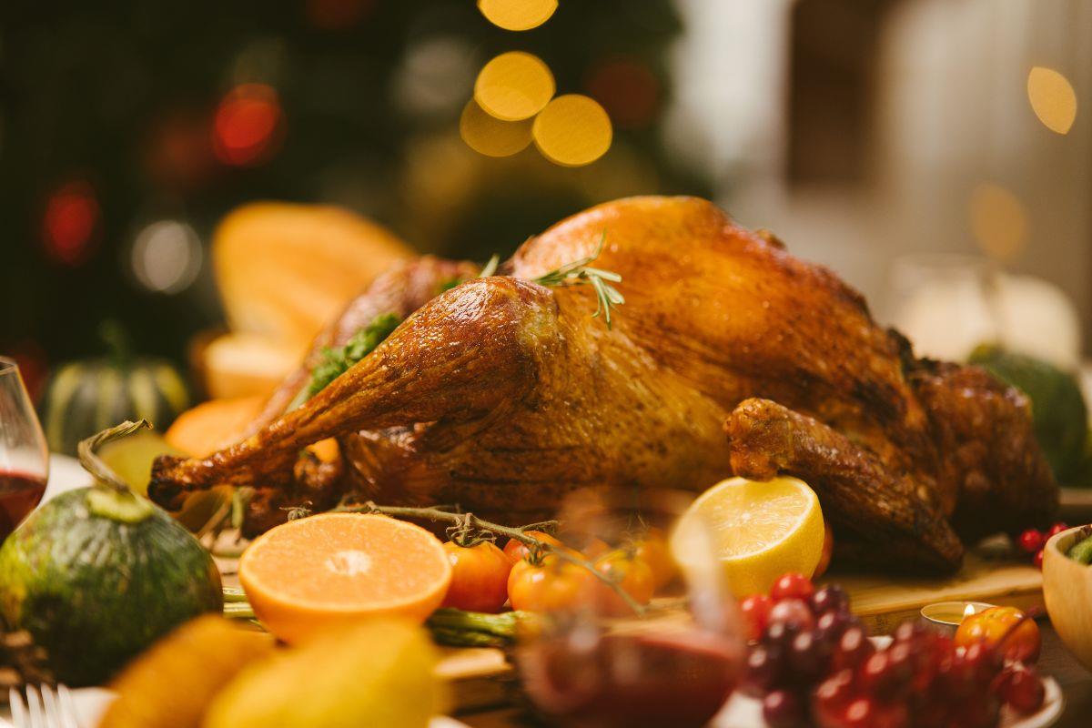 Roast turkey with Christmas trimmings