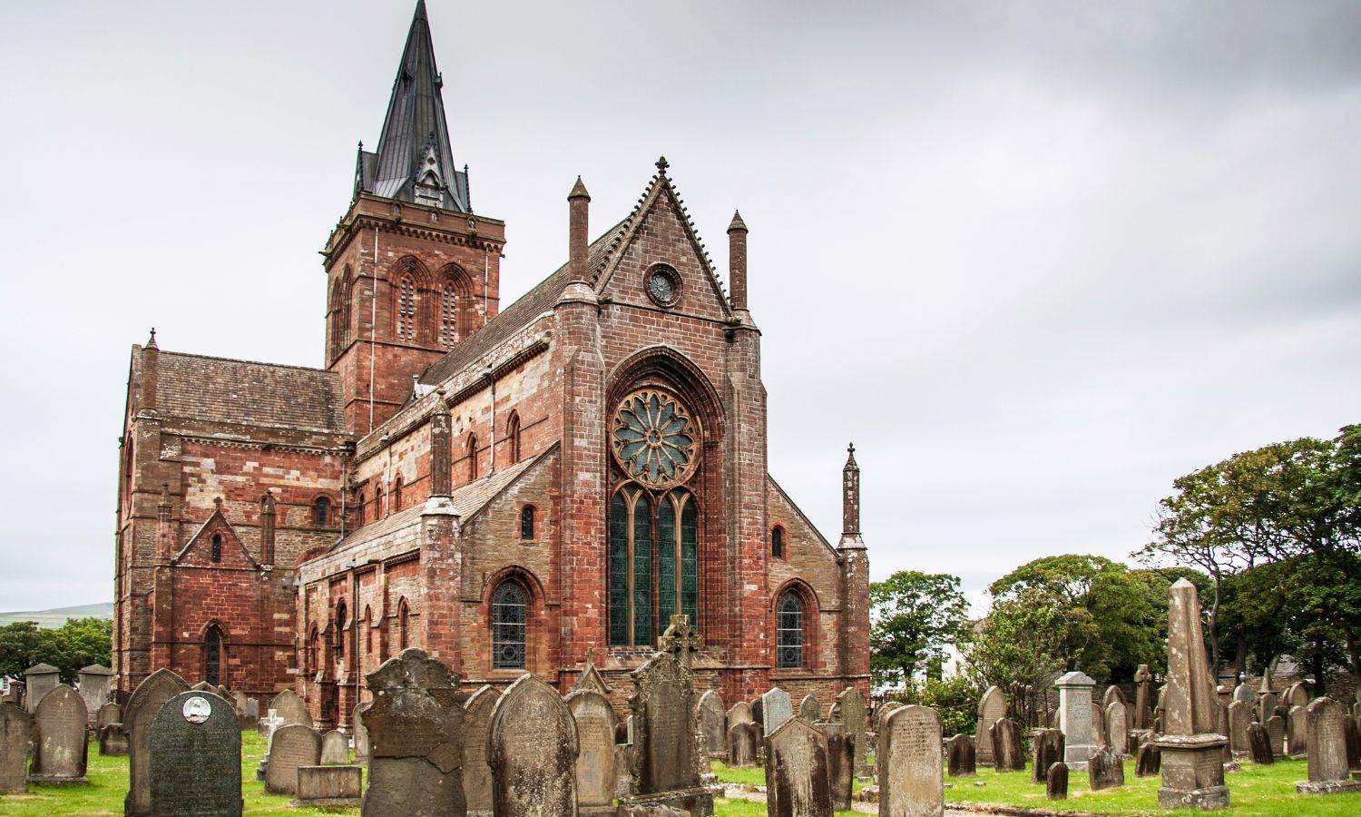 Exterior of St Magnus Cathedrsl in Orkney