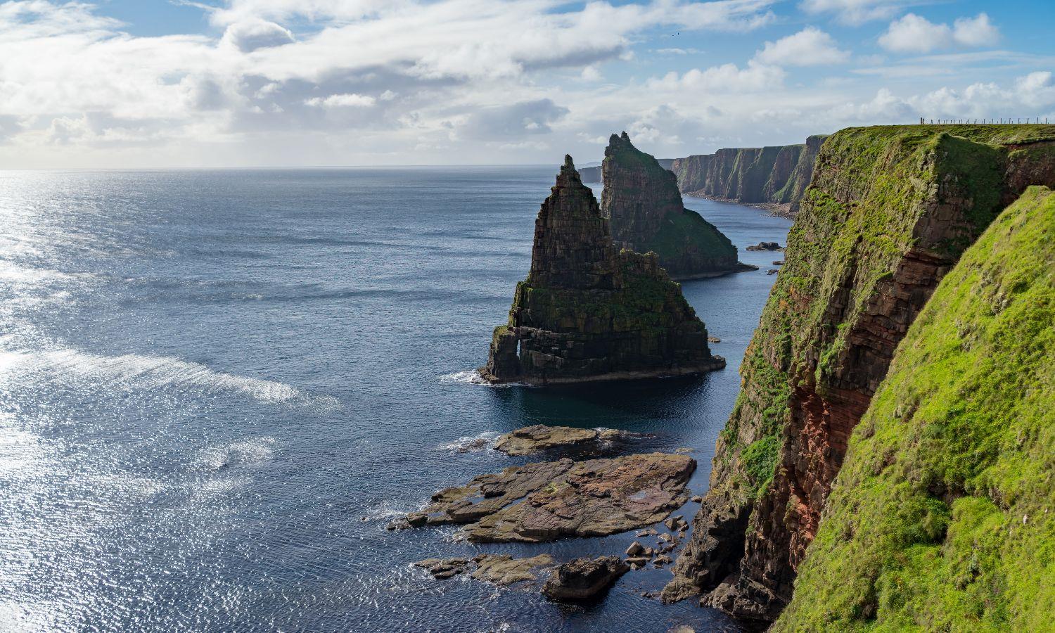 Stacks of Duncansby rock formations off the coast of Caithness