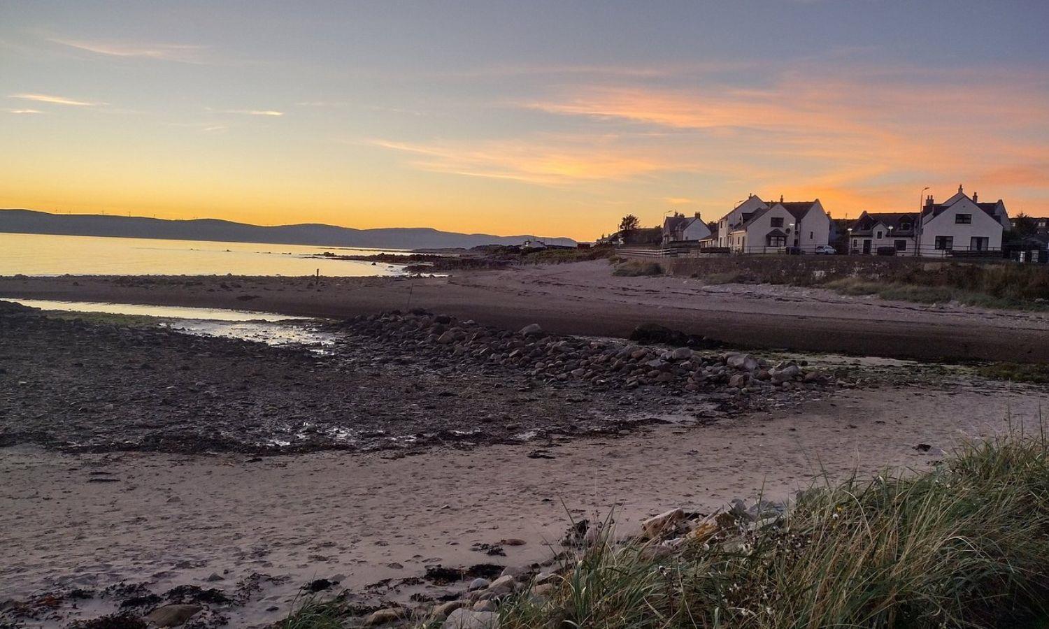 Sunset over the beach at Blackwaterfoot on Isle of Arran