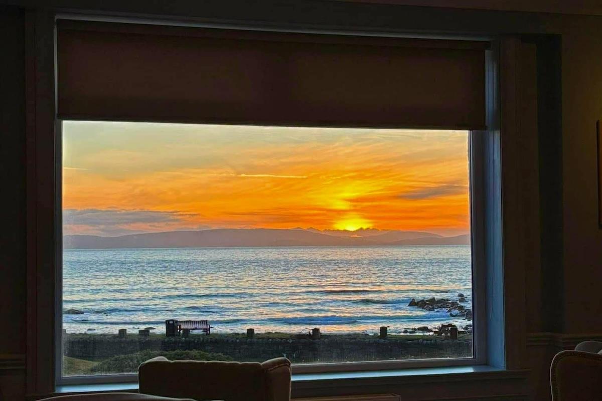 View out of the Kinloch Hotel Dining Room Window, of a beautiful sunset