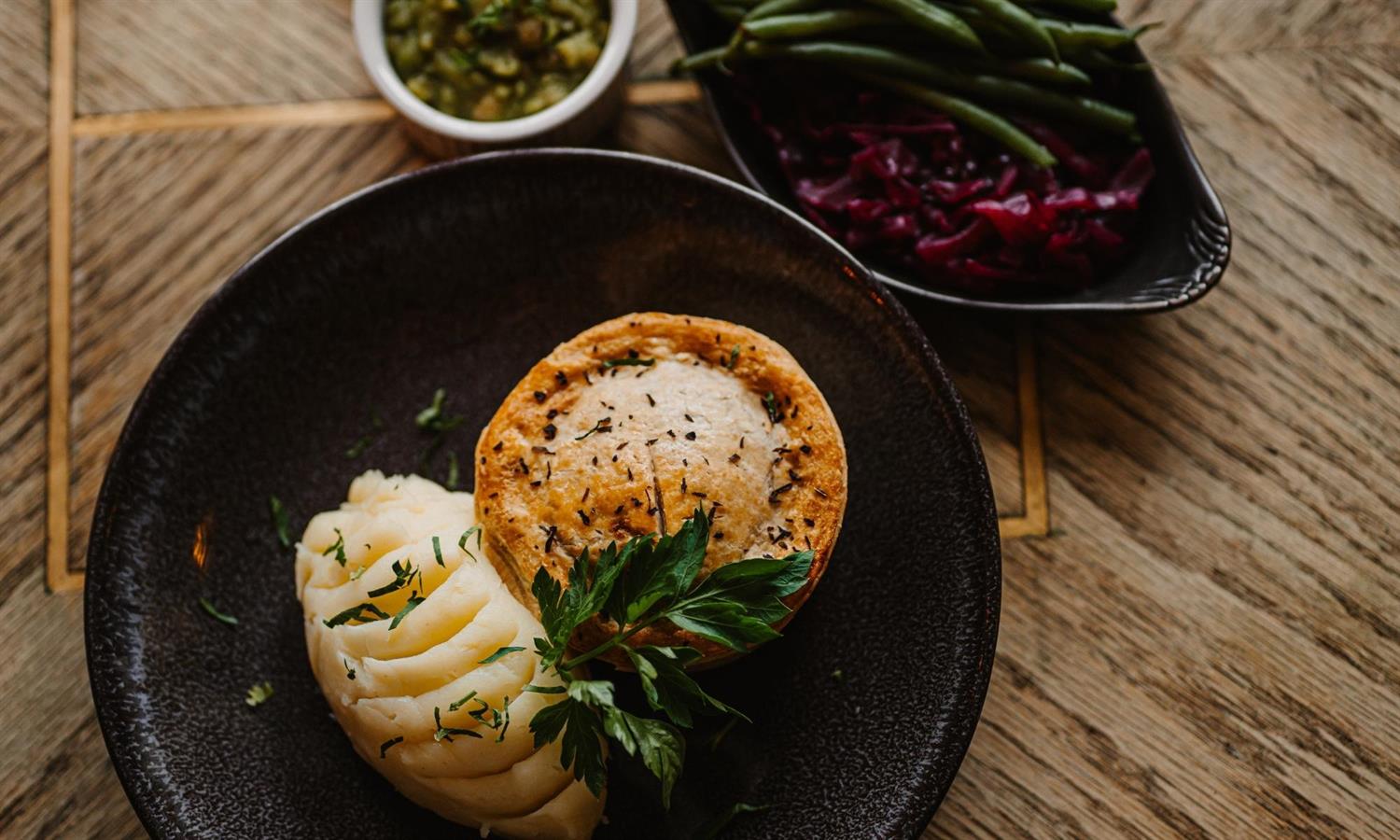 Gastro pub meal on plate at Ship Inn 