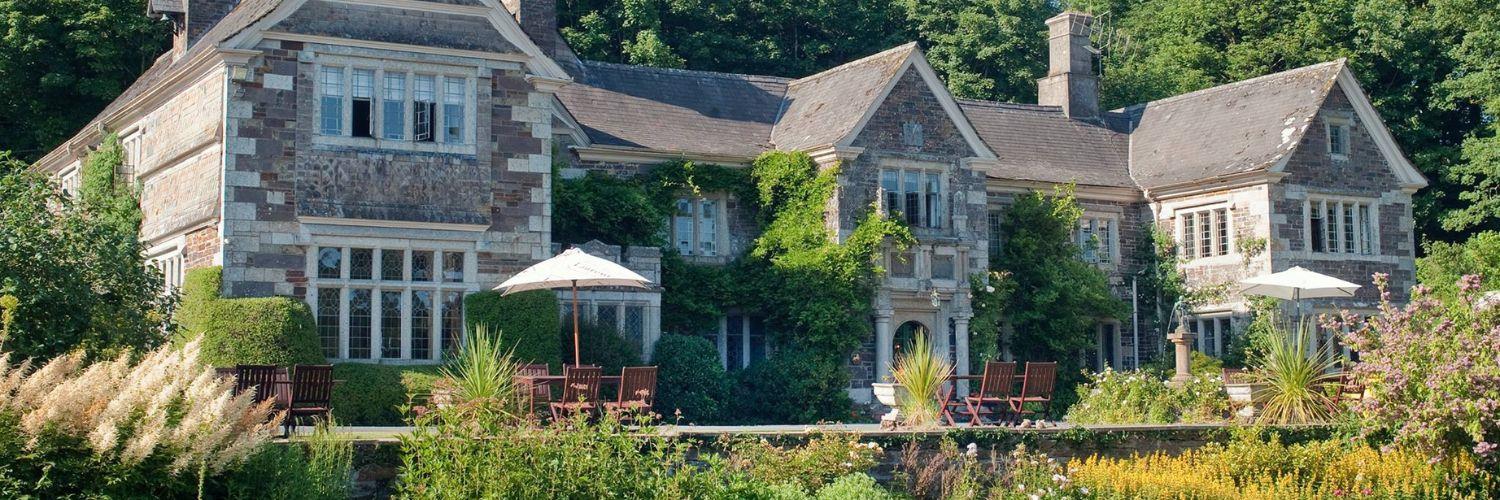 Exterior shot of Lewtrenchard Manor in Oakhampton, Devon
