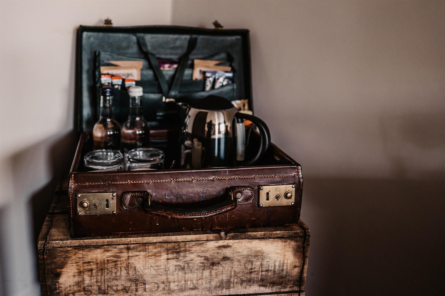 Complimentary refreshments in family room at Widbrook Grange hotel near Bath