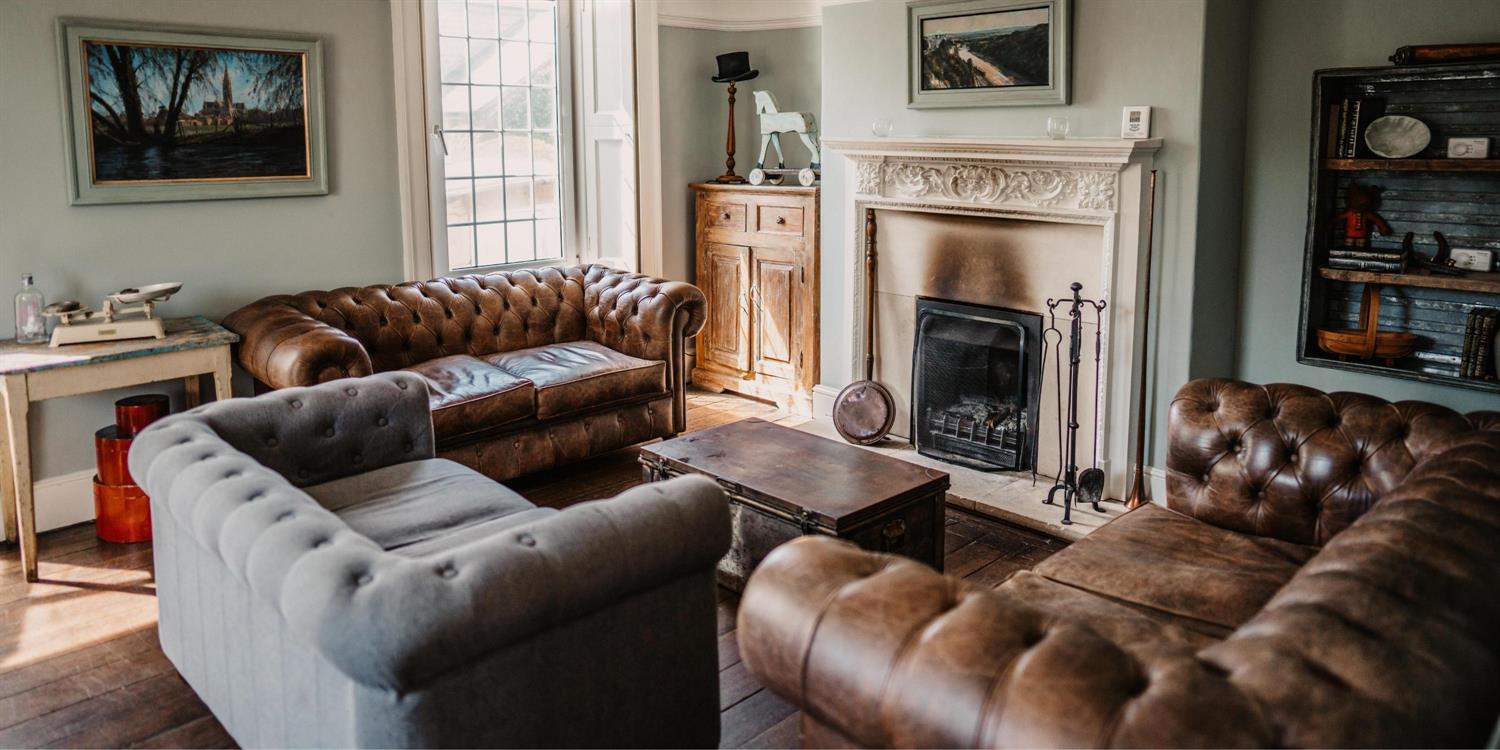 Sofas in study at Widbrook Grange hotel