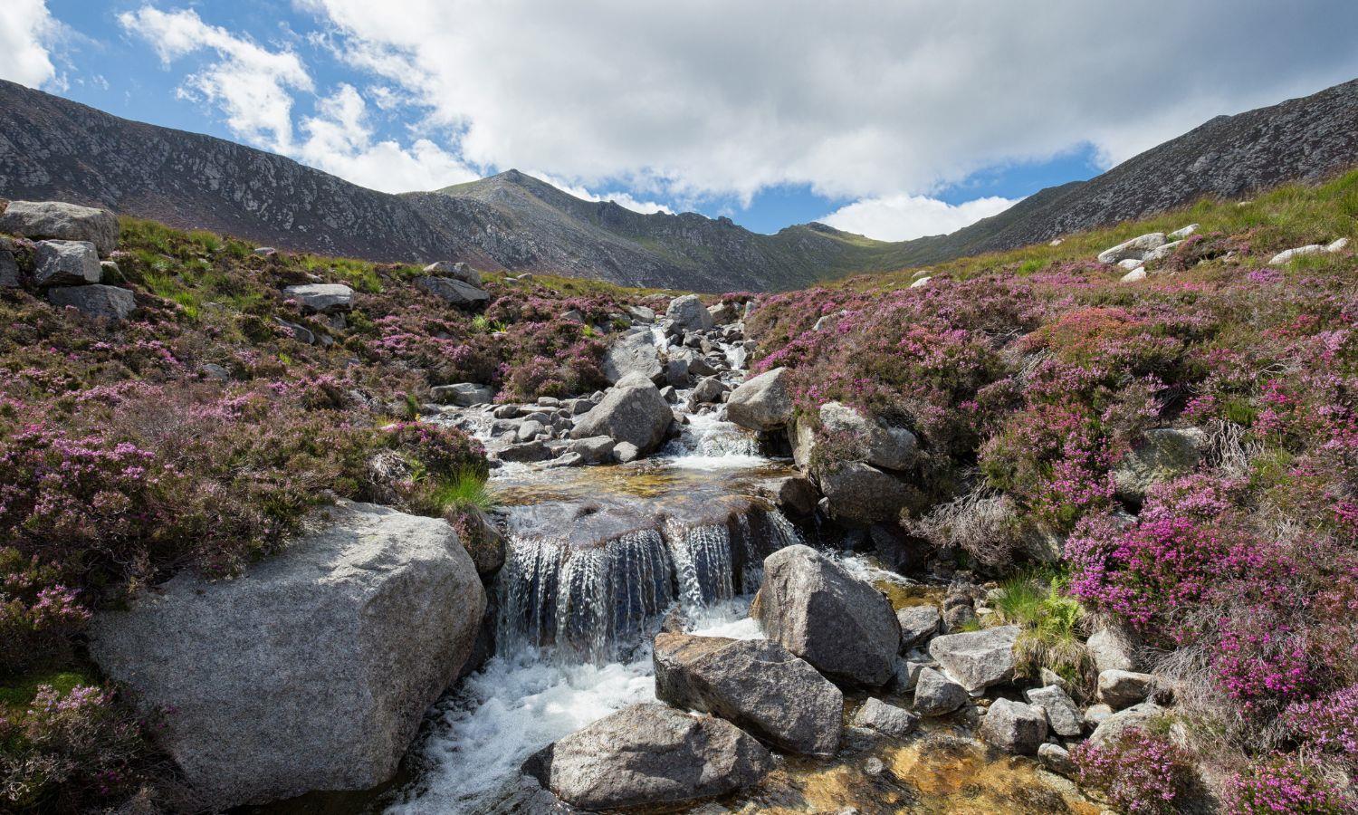 Waterfall on Isle of Arran on spring day