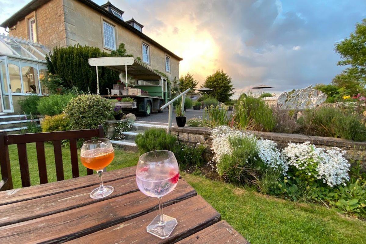 Gin glasses enjoyed at sunset