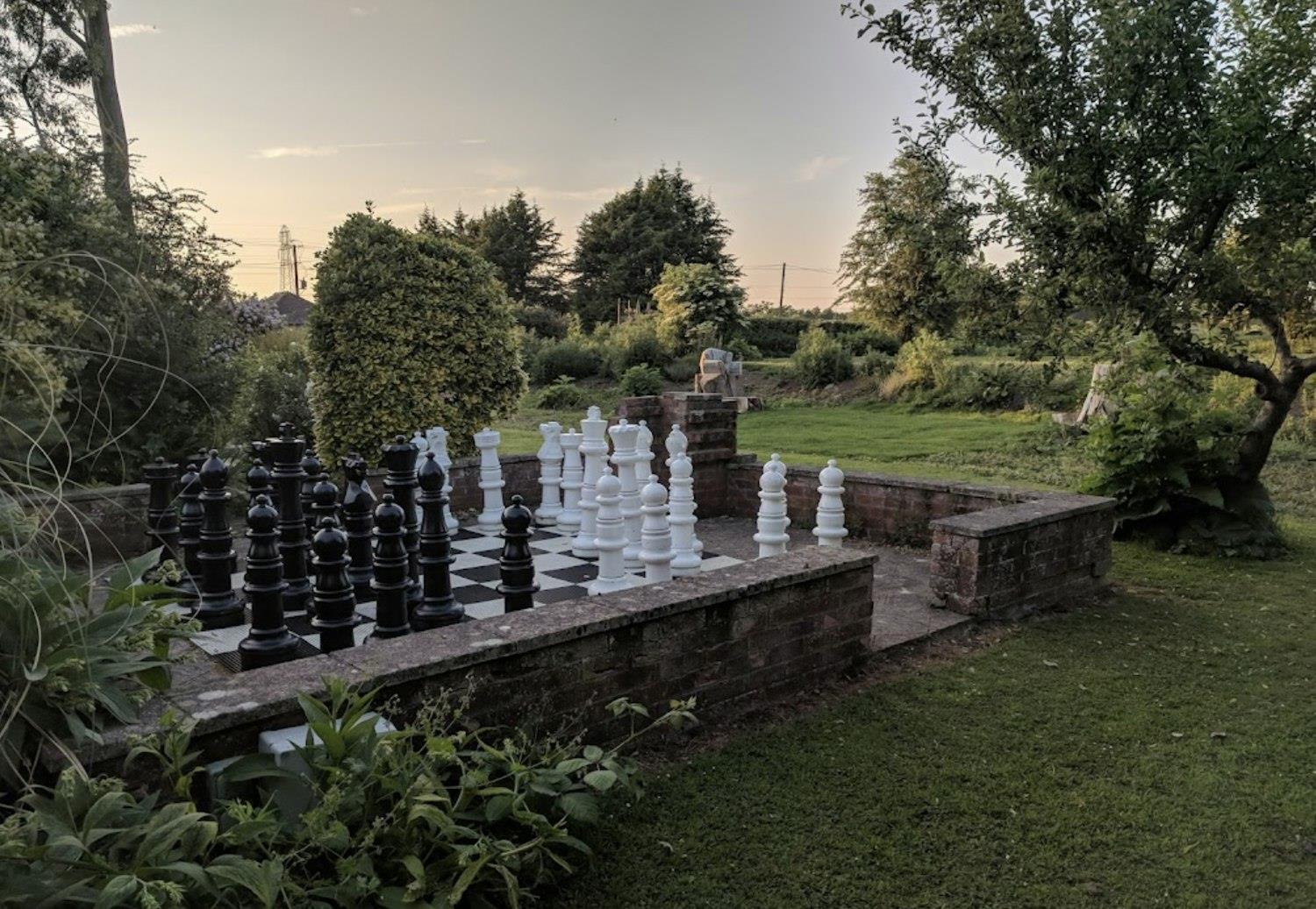 Giant chess in the garden of Widbrook Grange