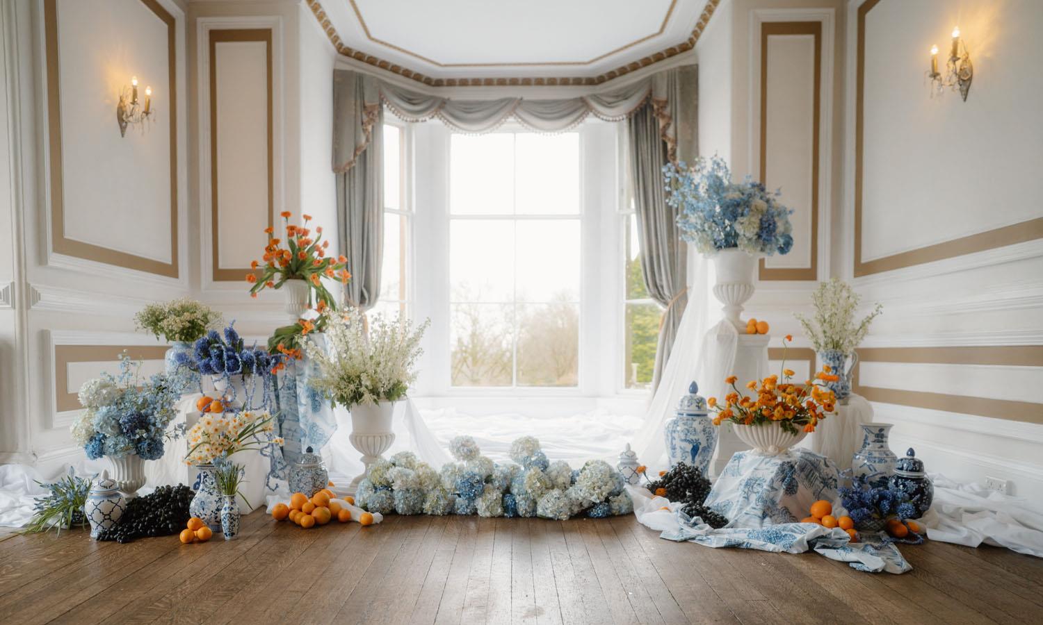 Floral display in window at Auchen Castle