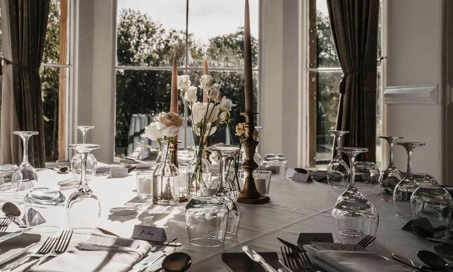 Table set for dinner at Auchen Castle