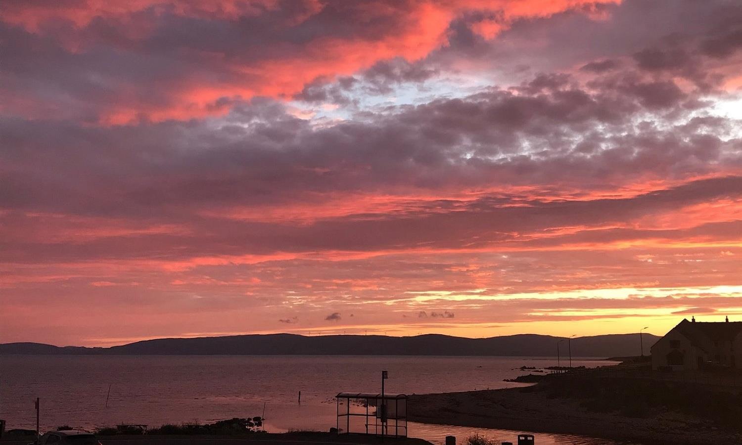 Beautiful sunset over the Blackwaterfoot beach
