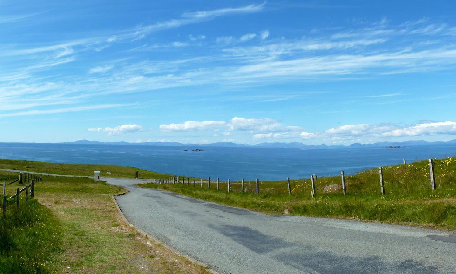 View from Isle of Skye over the fields and sea