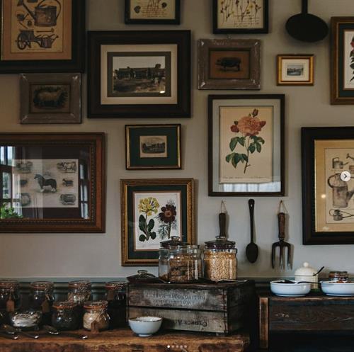 Pictures on a wall at Widbrook Grange hotel near Bath