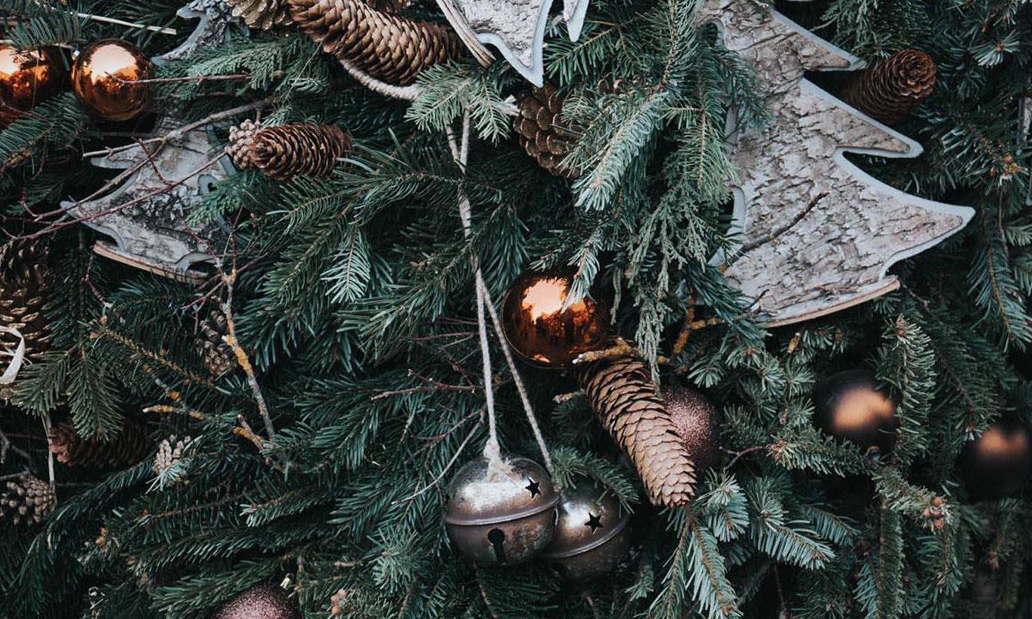Christmas tree with silver and gold baubles
