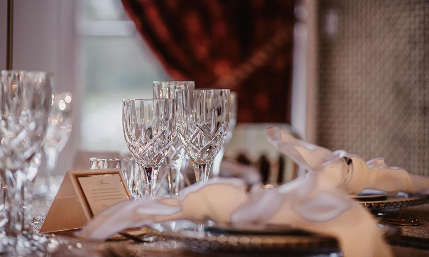 glasses on a table