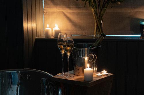 Cosy table for two by candlelight at the Forss House Hotel