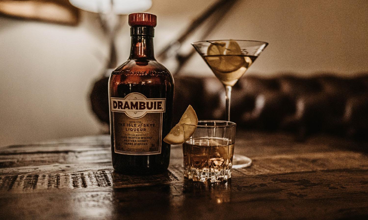 Drambuie bottle and cocktail at Broadford Hotel 