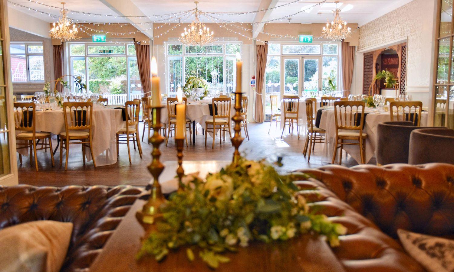 Room dressed for a wedding breakfast