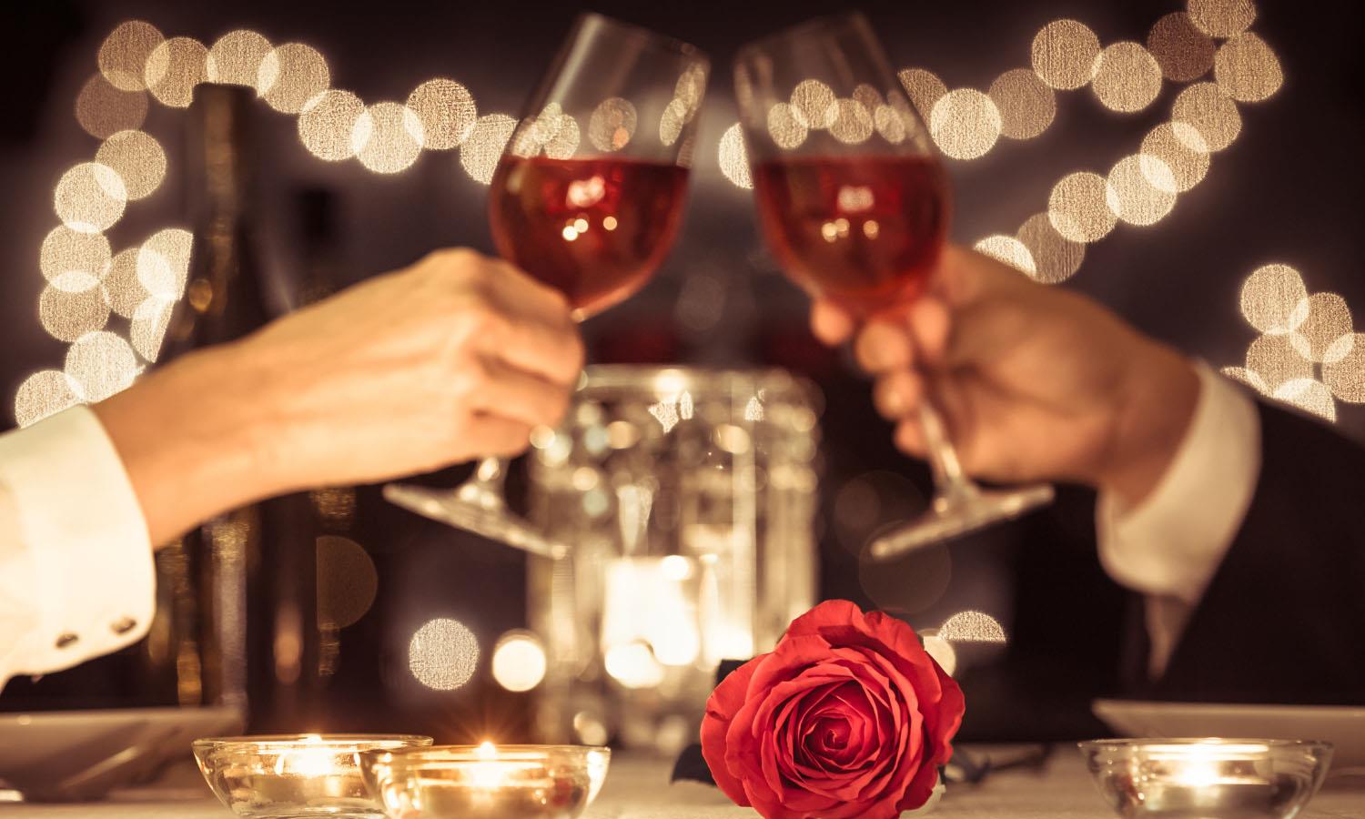 Wine toast with roses at Broadford Hotel 