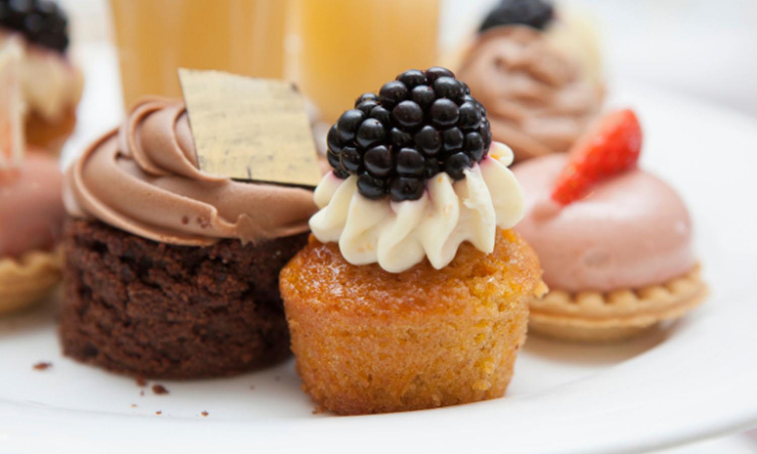 Three mini cakes on a plate
